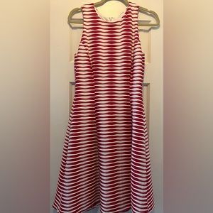 Donna Morgan striped fit and flare dress.